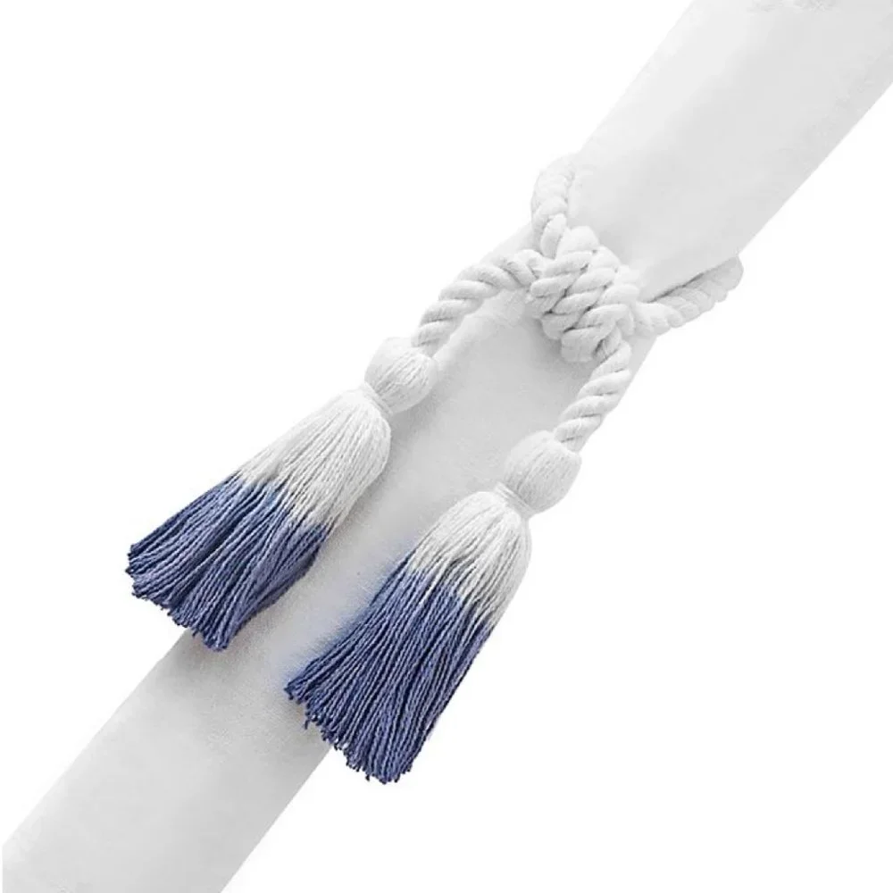 8 Wild Sage Colorful Ombre Rope Tassel Napkin Rings White Yellow Pink Blue Green